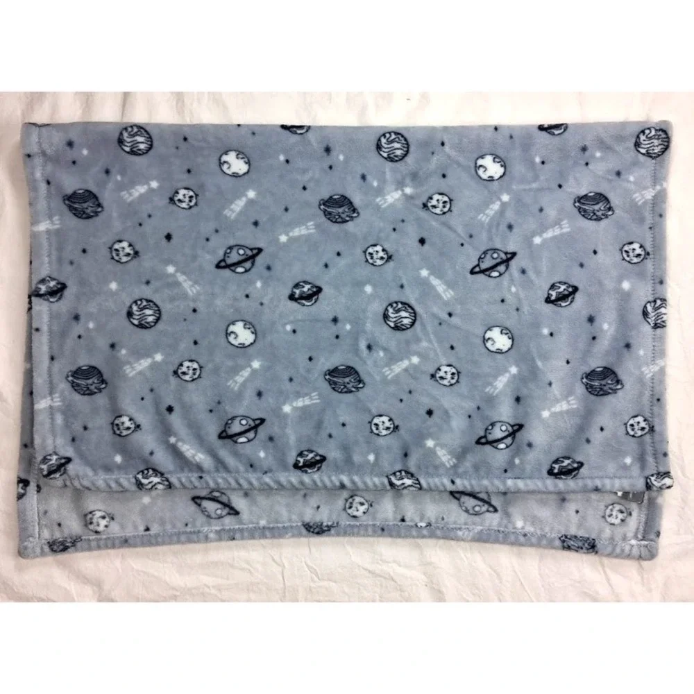 Adirondack Baby Gray Space Themed‎ Blanket Soft Fleece Planets Outer Stars Grey